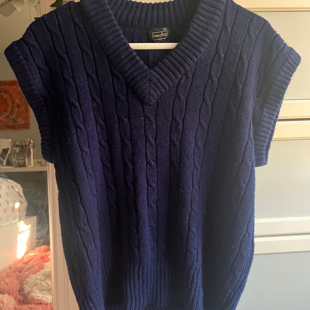 New Look Deep Blue V-Neck Sweater Vest
